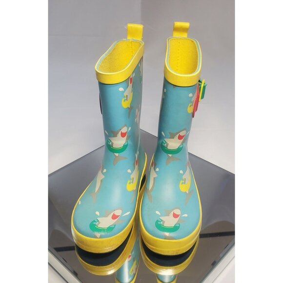 Sun Squad Gardening Boots Kids Size 9/10 Blue Sharks Print Design - Picture 1 of 9
